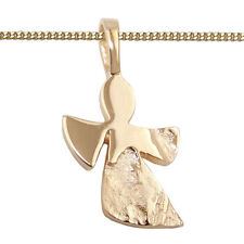 moderner fliegender Baby Kinder Schutzengel mit Kette Echt Silber 925 vergoldet