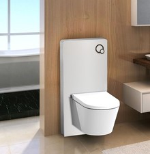 Glas Sanitärmodul für Wand-WC Vorwandelement Spülkasten  inkl. Betätigungsplatte