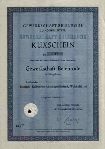 Gewerkschaft beienrode 1954 - gewerkschaft,