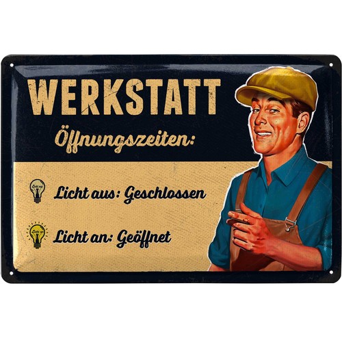 Retro blechschild werkstatt - retro,