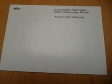 Braun PS 550 Plattenspieler - Original Bedienungsanleitung -