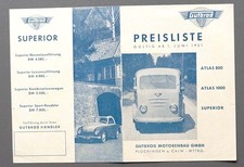Prospekt Preisliste Gutbrod Superior und Atlas  von 1951