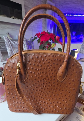 Straußen echtleder handtasche - echtleder,
