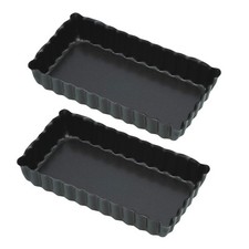 2 kleine, rechteckige Tarte - Backformen aus Schwarzblech