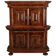 Antiker Antiker Frankfurter Barocker Wellen Aufsatz- Schrank Nussbaum  1. Hälfte