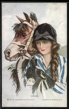 Künstler-AK Harrison Fisher: Winners, Junge Frau mit ihrem Pferd 