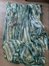 Tolles 4tlges Vorhänge Set + 2 Querbehänge zum Drapieren - Blau/Grün - Neuwertig