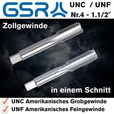 GSR Handgewindebohrer UNC UNF Gewindeschneider Gewindebohrer Nr.4 - 1.1/2 Zoll