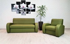 Grünes Echtleder Sofagarnitur
