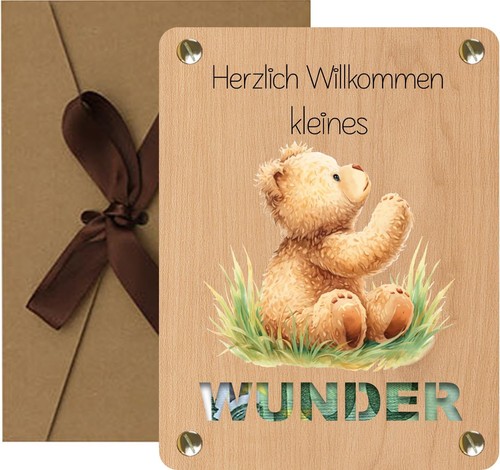 Holzkarte teddybär - holzkarte,