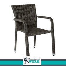 2x Stapelstuhl Barcelona grau mix Geflecht Rattanstuhl Polyrattan Gartenstuhl