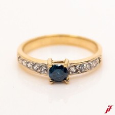 Ring 585/14K yellow gold blue