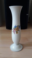 Fürstenberg Vase elfenbeinfarben mit bunten Blumen Höhe 20 cm