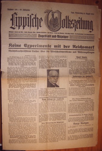 Lage lippe zeitung 1932 - lippe, 25.8.1932