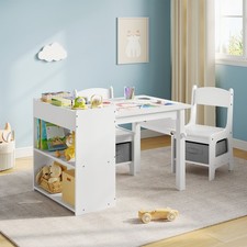Kindertisch mit 2 Stühlen Kindersitzgruppe Kindermöbel mit Stauraum Sitzgarnitur
