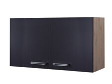 Hängeschrank Küche - 100 cm breit - Anthrazit San Remo Eiche – Lino