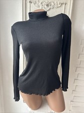 Sexy leichter Rollkragen- Pulli Schwarz Glitzer Transparent Gr. XS durchsichtig