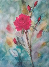 Aquarell Bild rote Rosen Natur