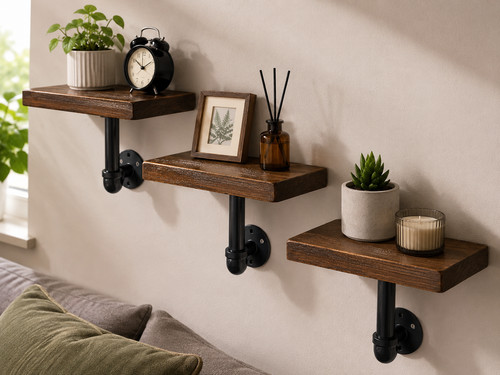 Navaris wandregal 3er - 3er, holz