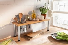 Spül-Organizer aus Bambus Edelstahl Behälter Anti Rutsch Küchenablage