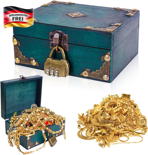 Holz schatztruhe mit schloss - holz,