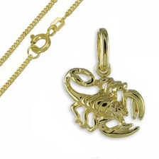 Skorpion Anhänger , Echt Gold333(8K), mit vergoldeter Panzerkette, Deutsche Hert