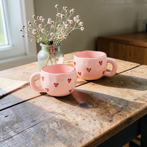 Tasse keramik rosa herz - keramik,