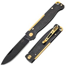BÖKER PLUS® Atlas Black & Brass 42a EDC-Taschenmesser 12C27 Slipjoint Schwarz