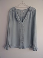 Closed Bluse Tunika Schlupf1use 100% Seide Rauchblau edel schick M 38 TOP!