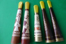 5 Stück  Zigarrenspitzen aus Pappe - Zigarillospitze  mit Werbung  - UNBENUTZT!