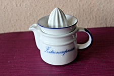 Porzellan Zitronenpresse mit Krug 2 tlg.kleiner Krug Presse blau/weiß RAR