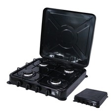 B Ware / Gaskocher mit Deckel 4 flammig Kochfeld Camping Herd Schwarz 7