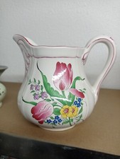 VINTAGE K & G LUNEVILLE Krug FAIENCE PITCHER ROSE FLOWER BOUQUET FRANCE