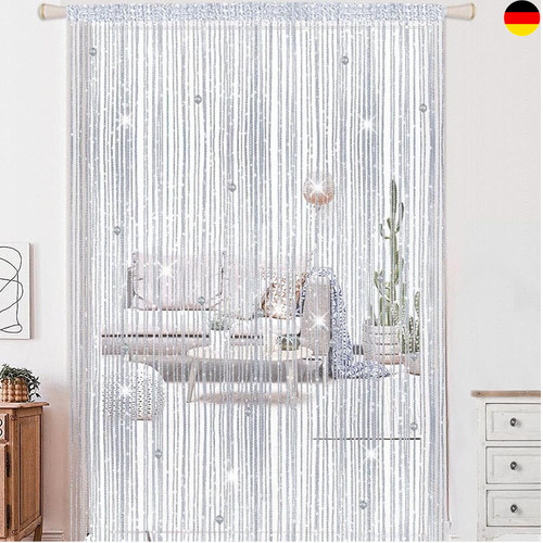 Fadenvorhang silber perlen - silber,