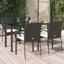 vidaXL 3-tlg. Garten-Essgruppe mit Kissen Schwarz Poly Rattan