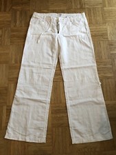 Damen Sommerhose Baumwolle Leinenhose Freizeit Kordelzug Stoffhose Größe 40 weiß