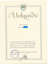 Urkunde "ADMV Motorsportclub