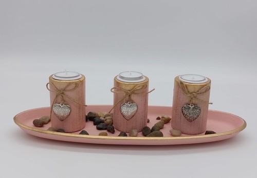 Teelichthalter set rosa aus - teelichthalter,