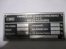 Typenschild ID-plate plate FMR Messerschmitt Karo KR Kabinenroller Schild s66