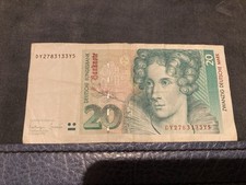 20 DM D-Mark Deutsche Mark Schein Banknote, 1. Oktober 1993