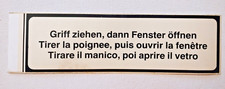 alter Eisenbahn Aufkleber "Griff ziehen, dann Fenster öffnen" Eisenbahnwagen