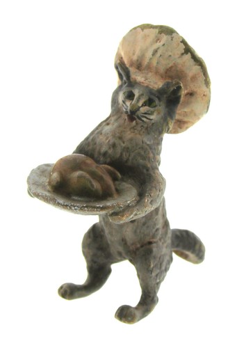 Wiener bronze katze als koch - wiener,