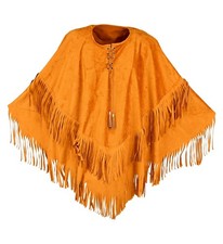 Brauner Unisex Fransen-Poncho