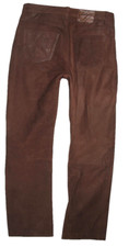 CHEVIREX Herren- LEDERJEANS / Nubuk- Lederhose in braun ca. W35-36 / L35