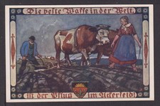Künstler Ansichtskarte Bauer Pflug Acker Kühe Landwirtschaft