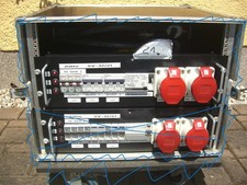 1 Stromverteiler SV-2x32A/22kW m. FI +2xCE 16A +3x2x Schuko 16A 230V 19" 3HE #21