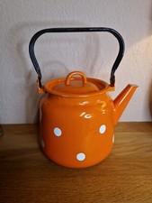 Polka Dot Alter Wasserkessel Wasserkocher Metall mit Emaille Auflage