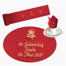20 Servietten und 5m Tischband MIT NAMEN zu Geburtstag Taufe Hochzeit Feier Deko