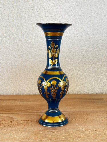 Vintage messing emaille - emaille, vase
