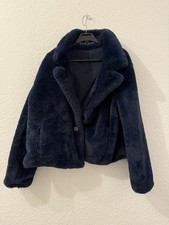 Short Blue Faux Fur Coat
